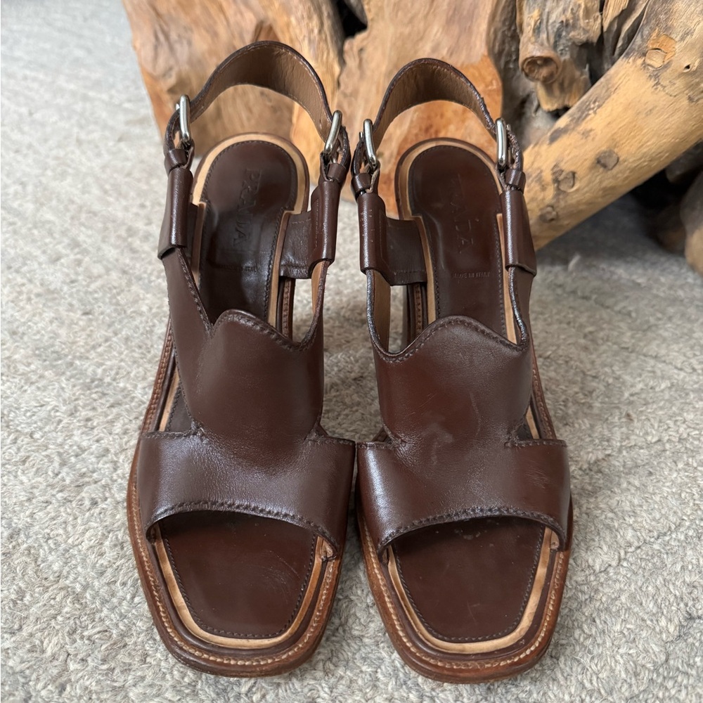 Prada Leather Slingback Sandals